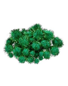 Pompons  10, 15, 20, 25 mm, 40 Stk., grün metallic