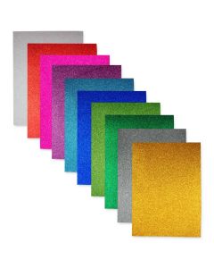 Glitter-Moosgummi Set, Format A4, selbstklebend 100 Bogen in 10 Farben sortiert