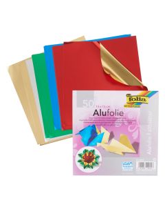 Alu-Faltblätter 15x15cm, 50 Blatt,  sortiert