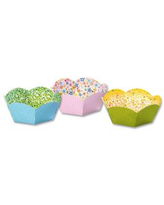 Geschenkkörbchen aus Motivkarton 24 Stück, Ø 11,5cm, 3 Motive sortiert