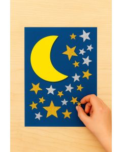 Moosgummi Glitter-Sticker, 40 Stück Sterne, gold/silber sortiert