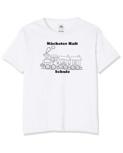 T-Shirt, weiß, Größe: 140 mit Druck Nächster Halt Fruit of the Loom Kids