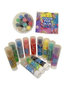 Klebestifte Set, 12 Stifte in 12 Farben je 15g