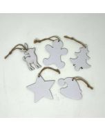 25 Weihnachtsanhänger aus Pappe mit Leinwandüberzug in 5 Motiven sortiert 9 cm
