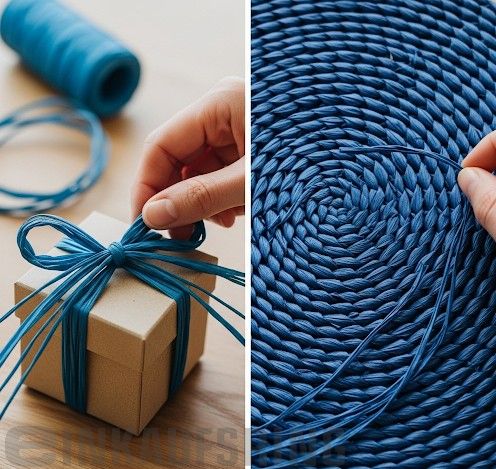 Raffia-Naturbast, 50g, königsblau