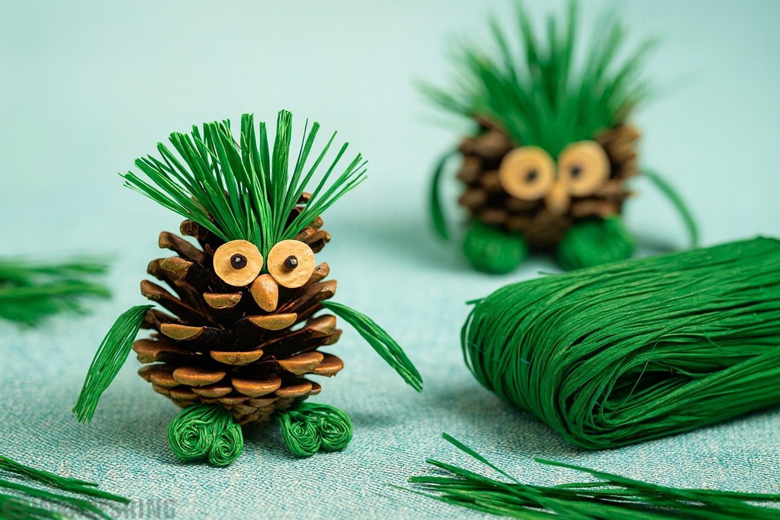 Raffia-Naturbast, 50g, tannengrün