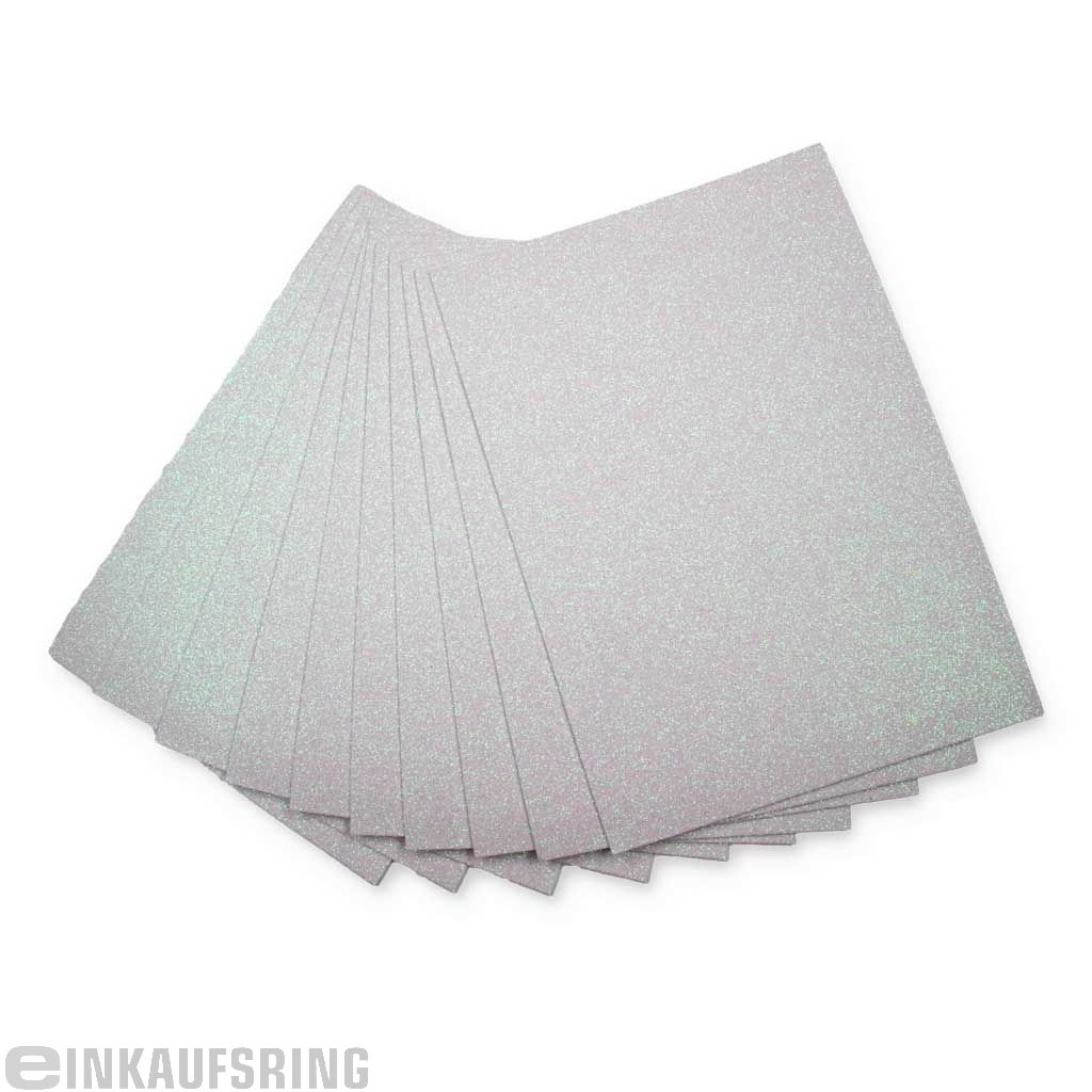 Glitter-Moosgummi, A4, 10 Bogen weiß