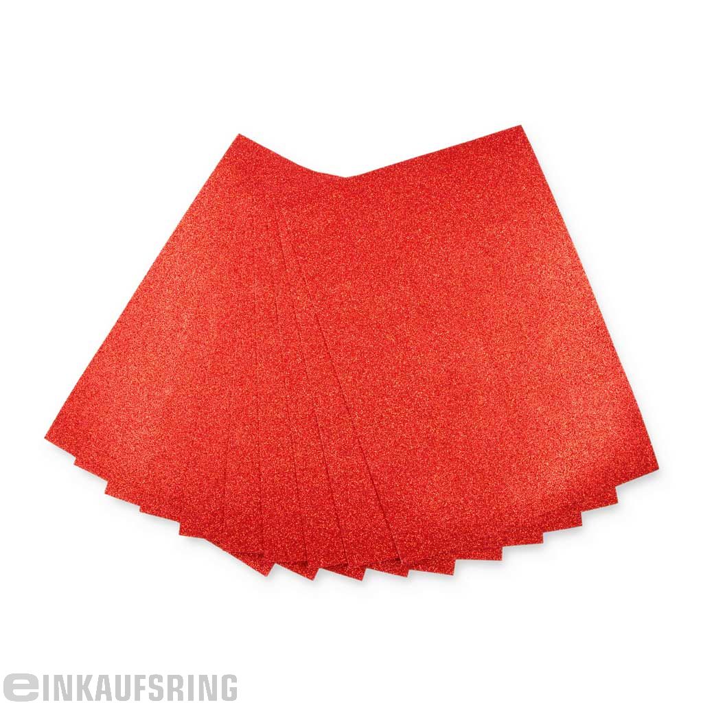 Glitter-Moosgummi, A4, 10 Bogen rot