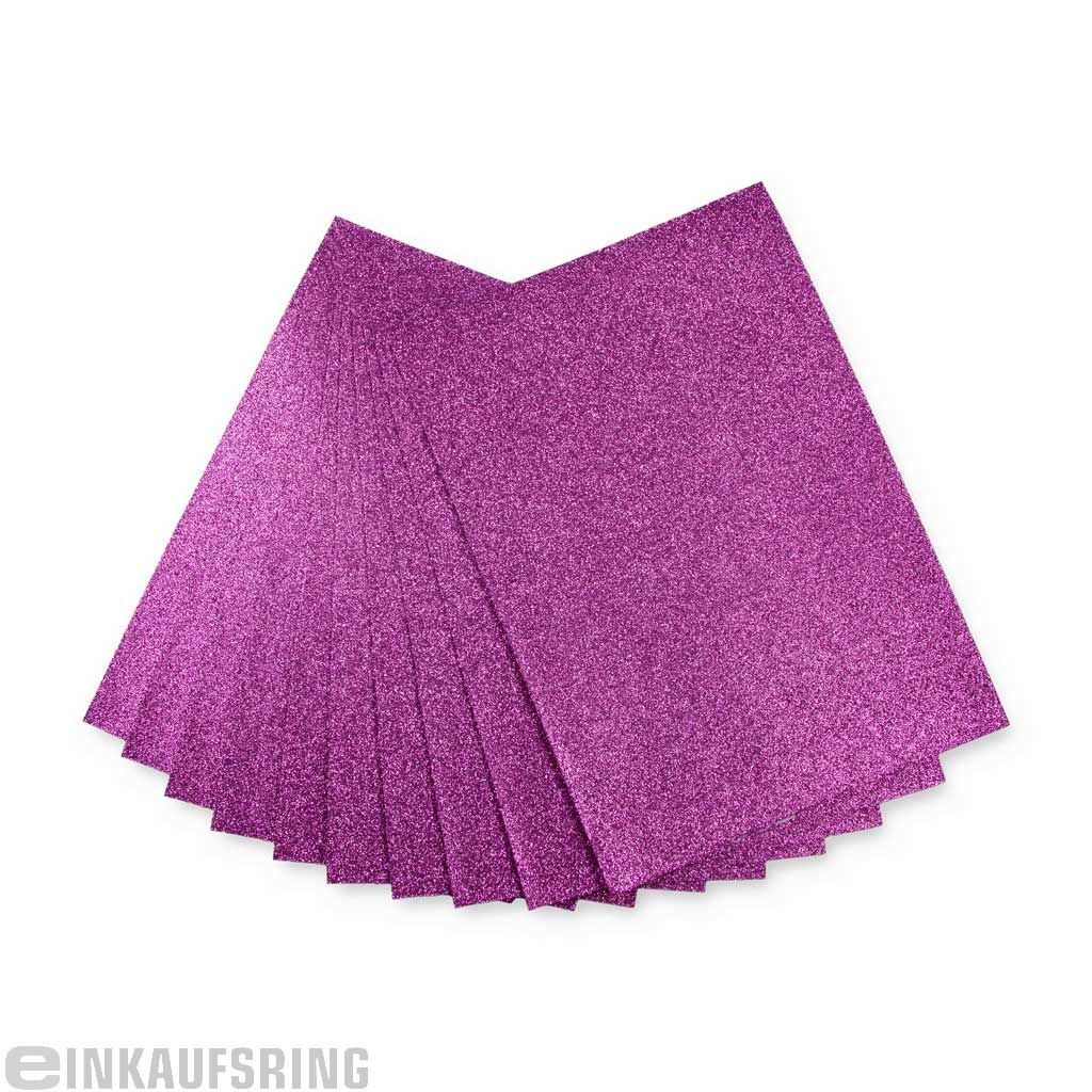 Glitter-Moosgummi, A4, 10 Bogen flieder
