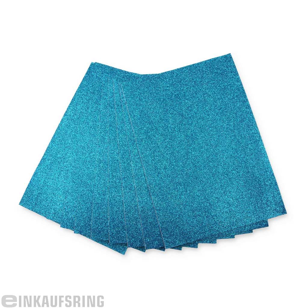 Glitter-Moosgummi, A4, 10 Bogen himmelblau