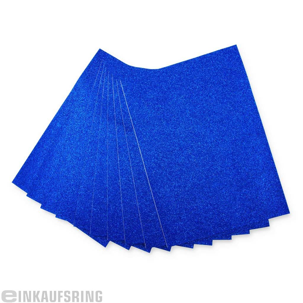 Glitter-Moosgummi, A4, 10 Bogen königsblau
