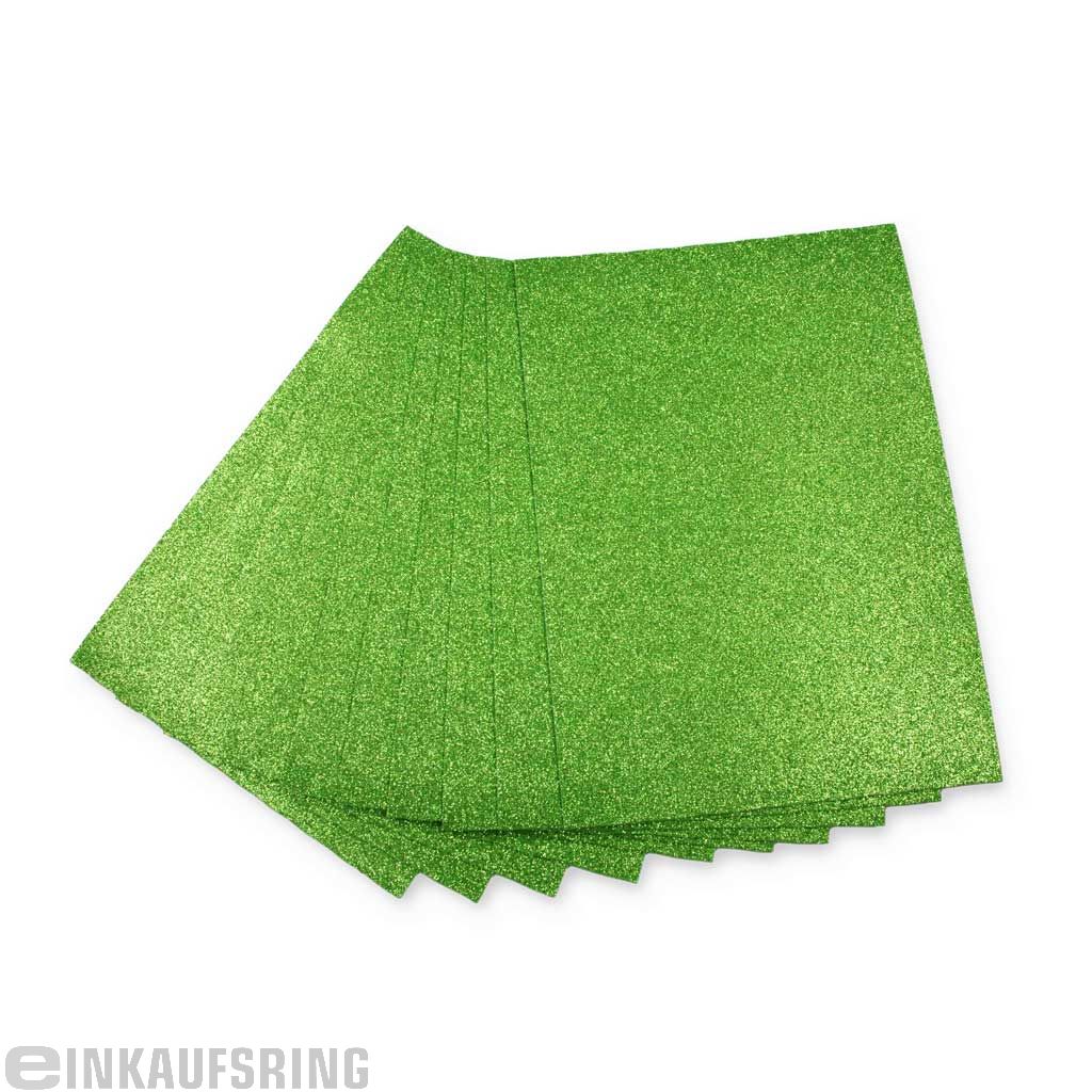 Glitter-Moosgummi, A4, 10 Bogen hellgrün
