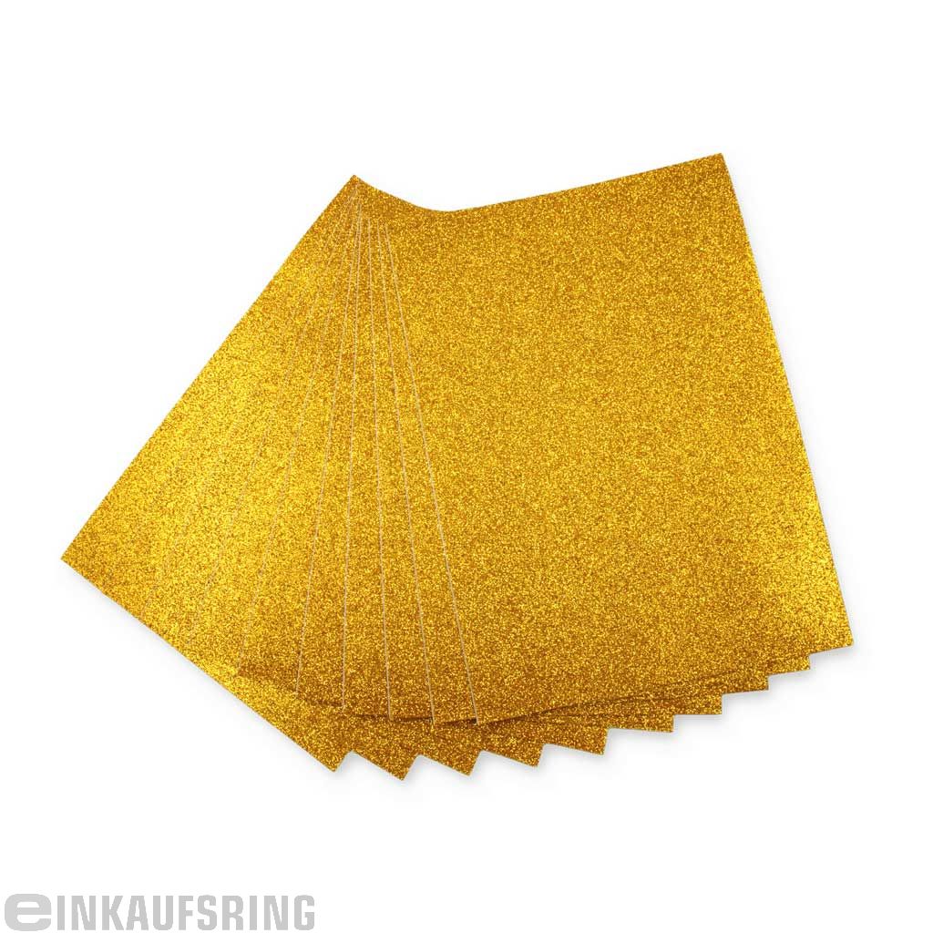 Glitter-Moosgummi, A4, 10 Bogen gold