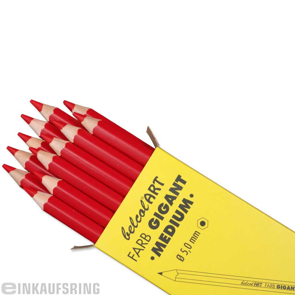 belcolART FARB GIGANT MEDIUM,12 Stifte Zinnoberrot