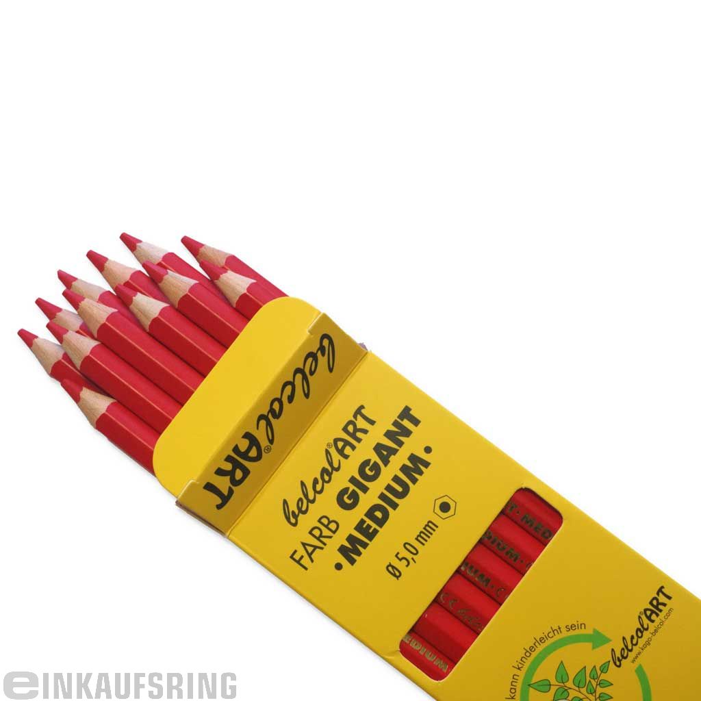 belcolART FARB GIGANT MEDIUM,12 Stifte Zinnoberrot