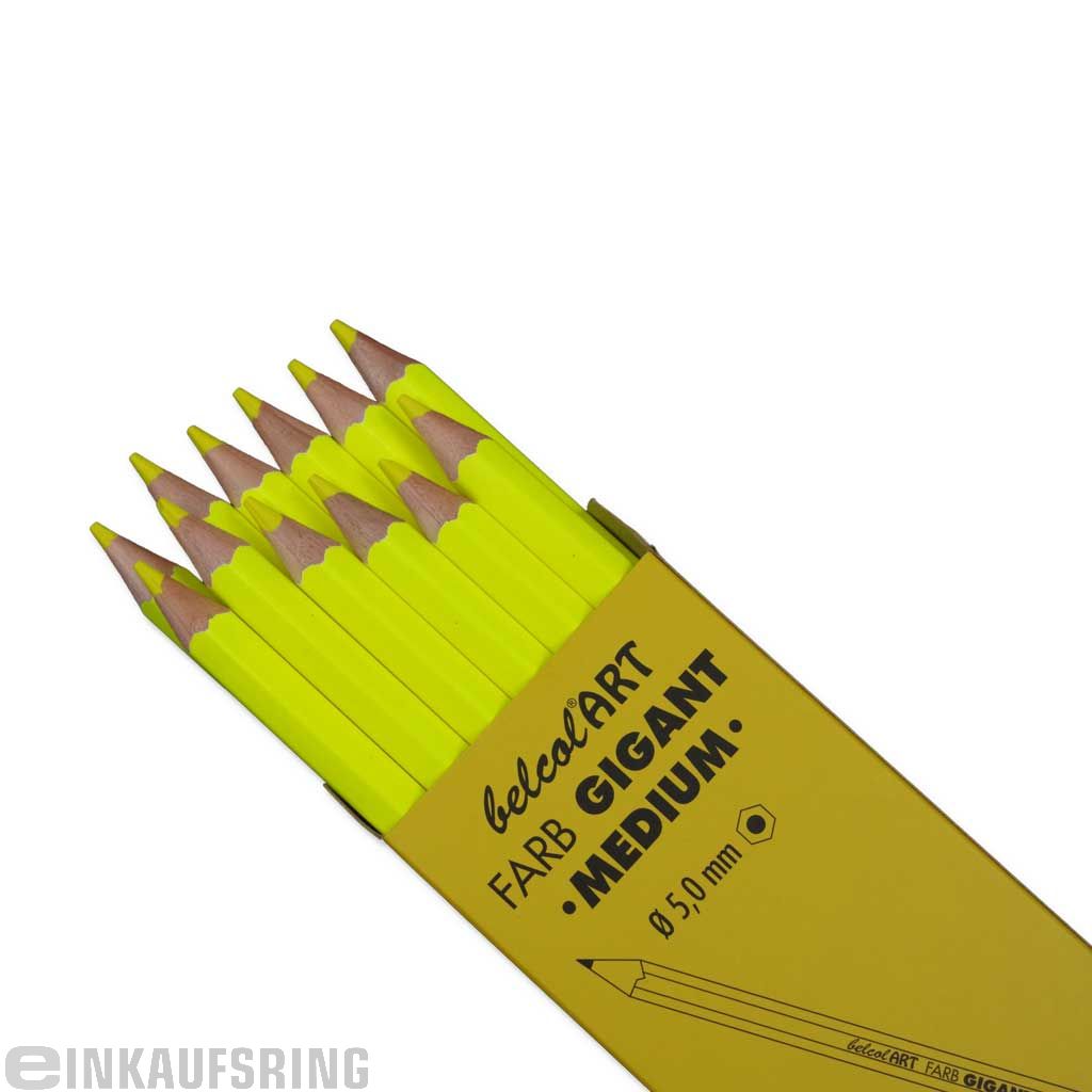 belcolART FARB GIGANT MEDIUM, 12 Stifte Neongelb