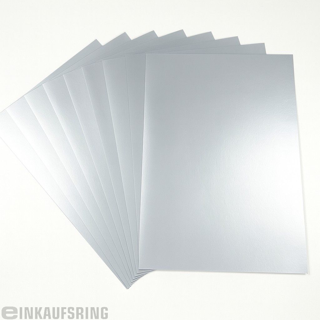 Tonpapier 130g/m², 50x70cm, 10 Bogen silber glänz.