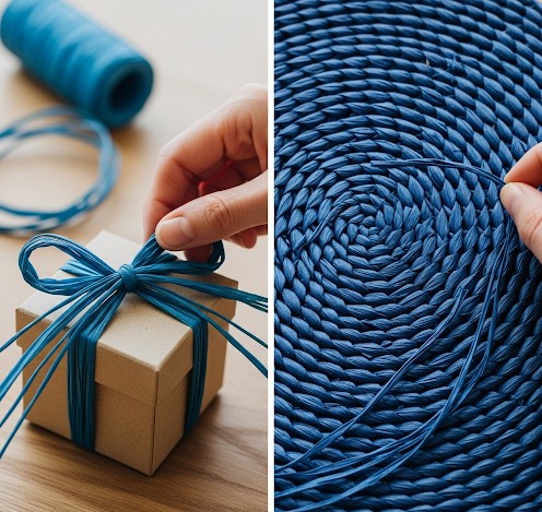 Raffia-Naturbast, 50g, königsblau