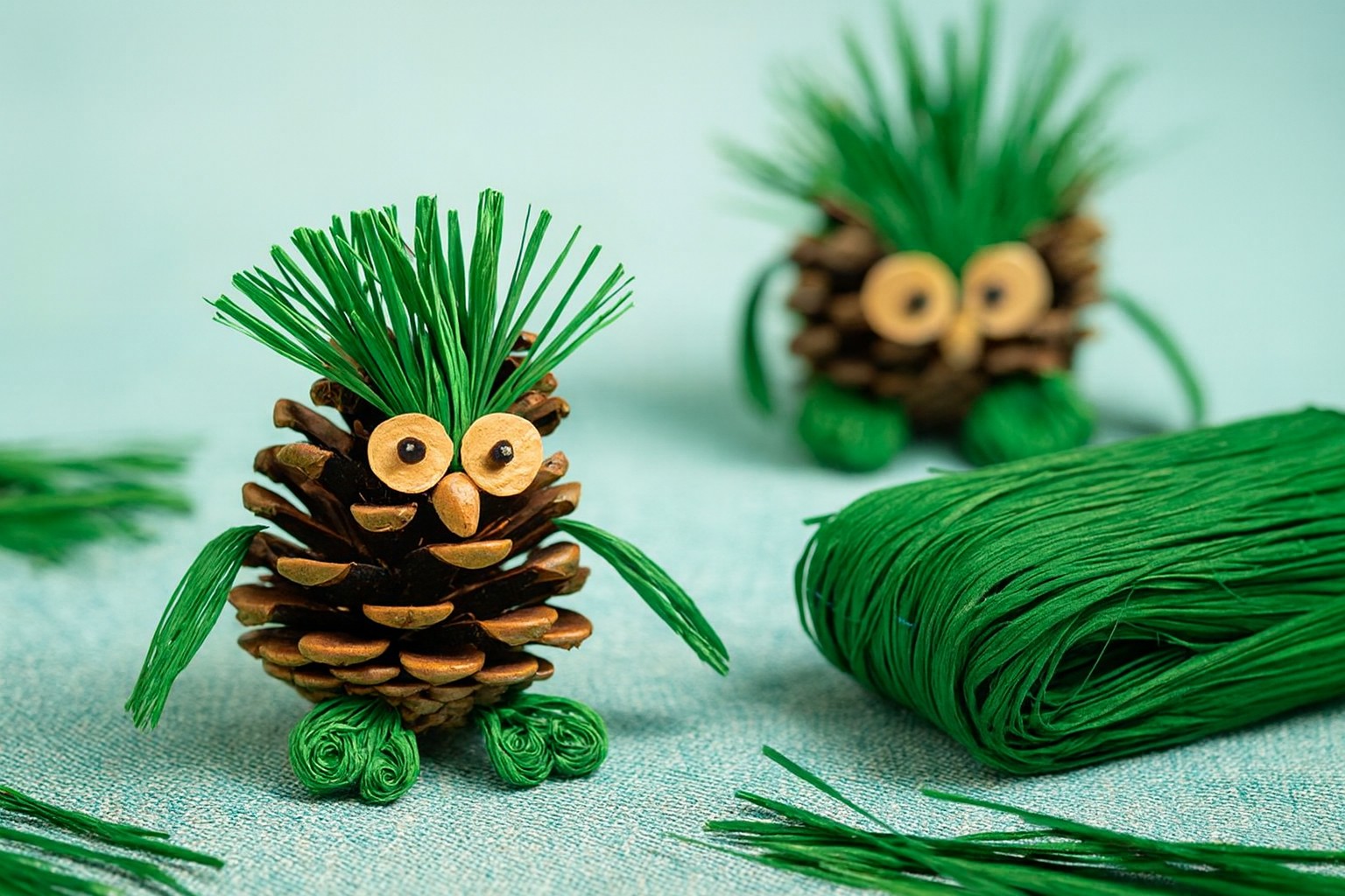 Raffia-Naturbast, 50g, tannengrün